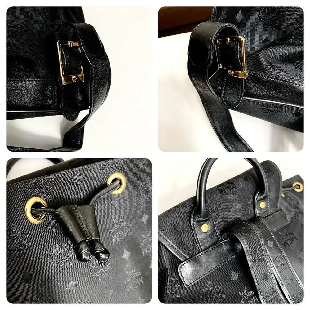 MCM Nylon Leather Backpack Black  Y0130